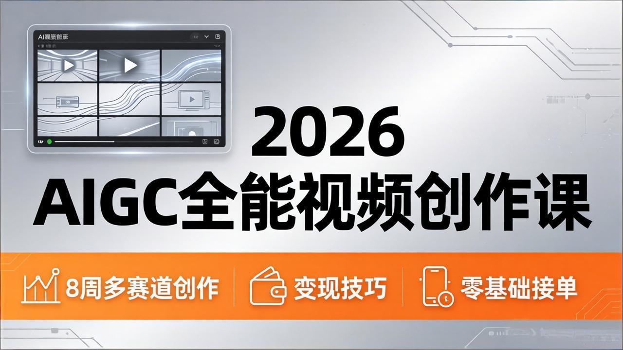 2026AIGC全能视频创作课，8周吃透多赛道创作+变现，零基础也能高效出片接单-小创项目网