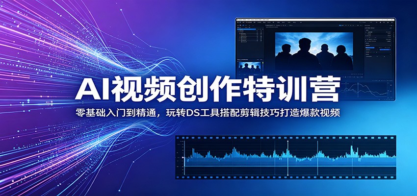 AI视频创作特训营:零基础入门到精通,玩转DS工具搭配剪辑技巧打造爆款视频-小创项目网