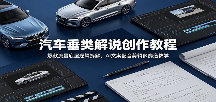 汽车垂类解说创作教程:爆款流量底层逻辑拆解,AI文案配音剪辑多赛道教学-小创项目网