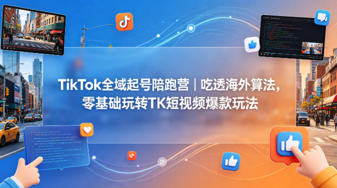 TikTok全域起号陪跑营｜吃透海外算法，零基础玩转TK短视频爆款玩法-小创项目网