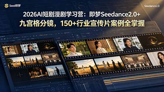 2026AI短剧漫剧学习营：即梦Seedance2.0+九宫格分镜，150+行业宣传片案例全掌握-小创项目网