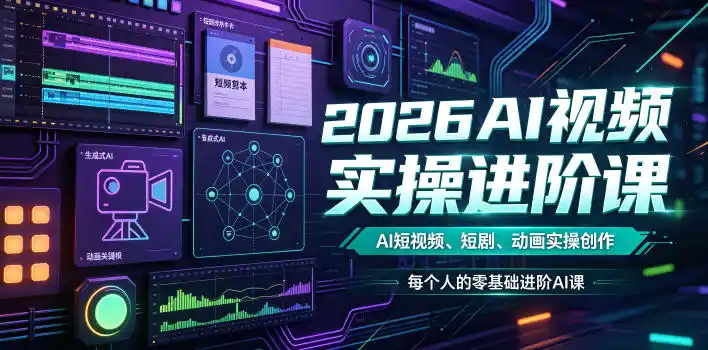 2026AI视频实操进阶课，AI短视频、短剧、动画实操创作，每个人的零基础进阶ai课(更新0825)-小创项目网