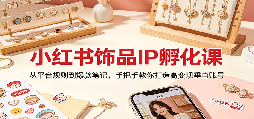 小红书饰品IP孵化课：从平台规则到爆款笔记，手把手教你打造高变现垂直账号-小创项目网