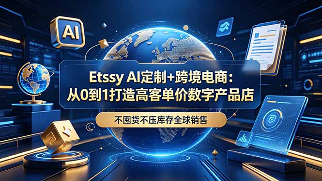 Etsy AI定制+跨境电商：从0到1打造高客单价数字产品店，不囤货不压库存全球销售-小创项目网