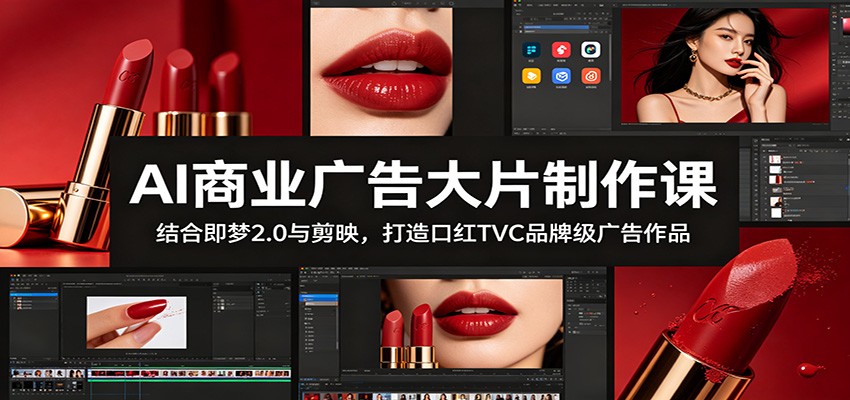 AI商业广告大片制作课:结合即梦2.0与剪映,打造口红TVC品牌级广告作品-小创项目网