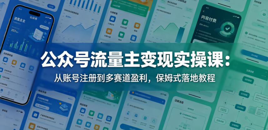 公众号流量主变现实操课：从账号注册到多赛道盈利，保姆式落地教程-小创项目网