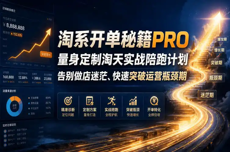 淘系开单秘籍PRO，量身定制淘天实战陪跑计划，告别做店迷茫、快速突破运营瓶颈期(更新260823)-小创项目网