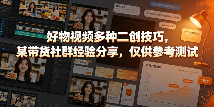好物视频多种二创技巧，某带货社群经验分享，仅供参考测试-小创项目网