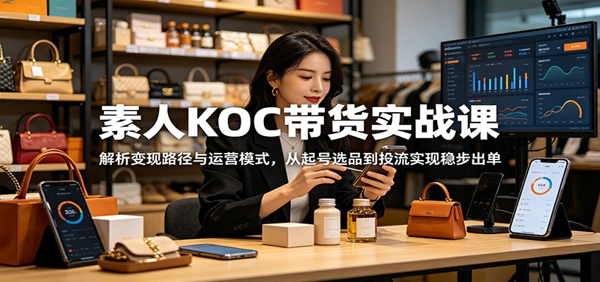 素人KOC带货实战课：解析变现路径与运营模式，从起号选品到投流实现稳步出单-小创项目网