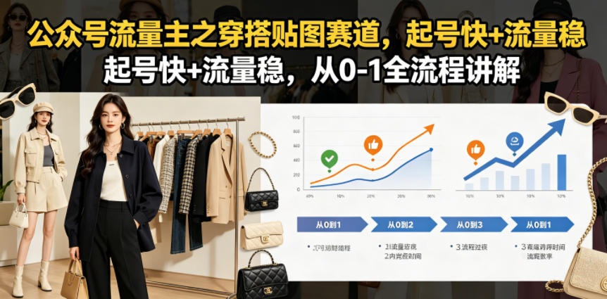 公众号流量主之穿搭贴图赛道，起号快+流量稳，从0-1全流程讲解-小创项目网
