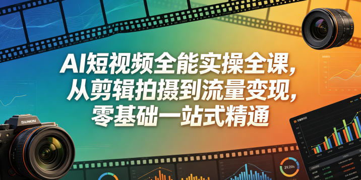 AI短视频全能实操全课，从剪辑拍摄到流量变现，零基础一站式精通-小创项目网