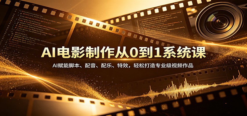 AI电影制作从0到1系统课：AI赋能脚本、配音、配乐、特效，轻松打造专业级视频作品-小创项目网