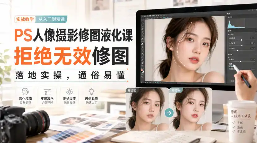 PS人像摄影修图液化课，拒绝无效修图，落地实操，通俗易懂-小创项目网