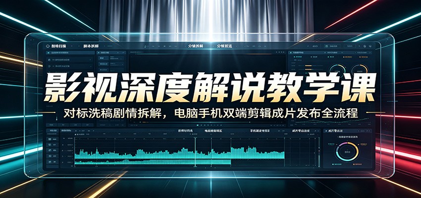影视深度解说教学课：对标洗稿剧情拆解，电脑手机双端剪辑成片发布全流程-小创项目网