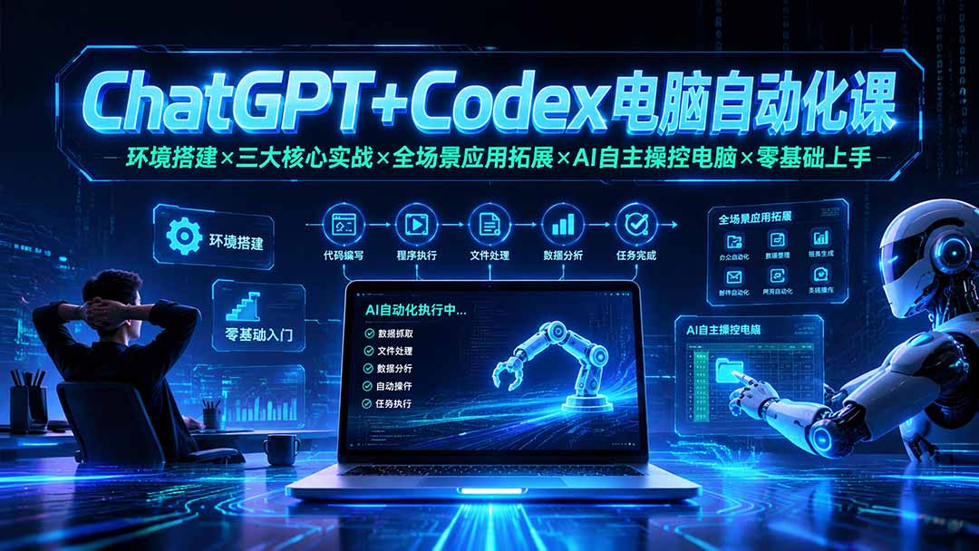 ChatGPT+Codex电脑自动化课:环境搭建×三大核心实战×全场景应用拓展×AI自主操控电脑×零基础上手-小创项目网