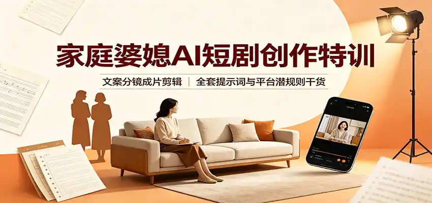 家庭婆媳AI短剧创作特训：文案分镜成片剪辑，全套提示词与平台潜规则干货-小创项目网