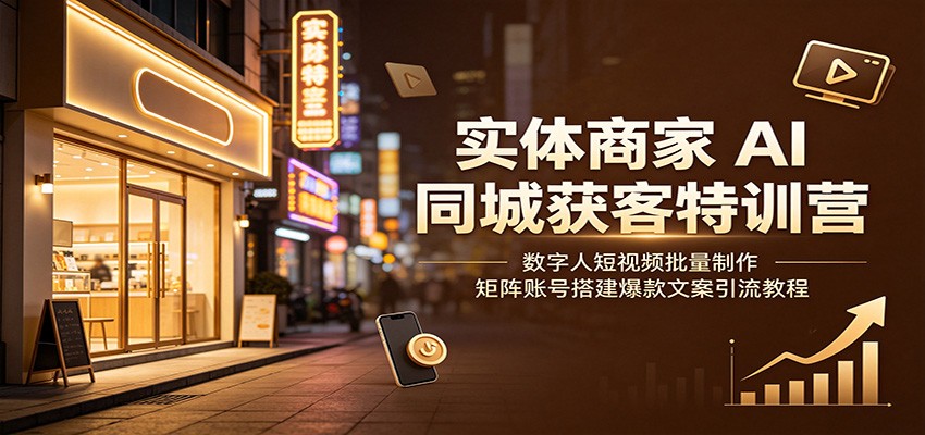 实体商家AI同城获客特训营:数字人短视频批量制作,矩阵账号搭建爆款文案引流教程-小创项目网