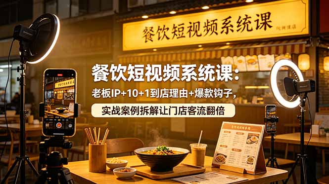 餐饮短视频系统课：老板IP+10+1到店理由+爆款钩子，实战案例拆解让门店客流翻倍-小创项目网