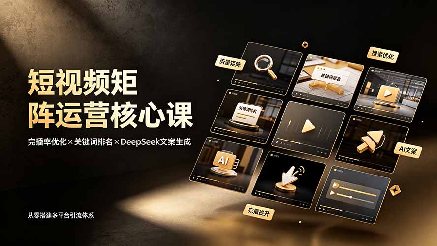短视频矩阵运营核心课：完播率优化×关键词排名×DeepSeek文案生成，从零搭建多平台引流体系-小创项目网