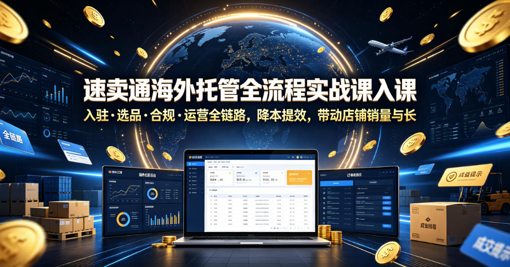 速卖通海外托管全流程实战课入驻・选品・合规・运营全链路，降本提效，带动店铺销量与收益增长-小创项目网