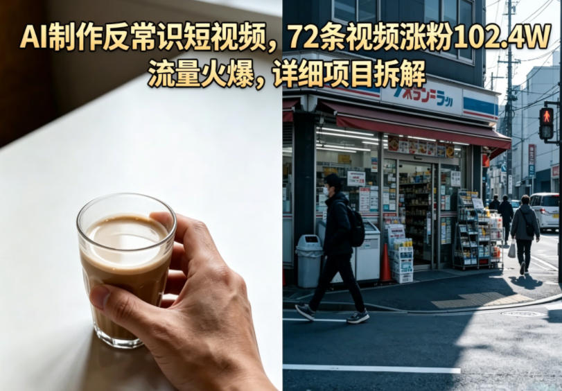 AI制作反常识短视频，72条视频涨粉102.4W，流量火爆，详细项目拆解-小创项目网