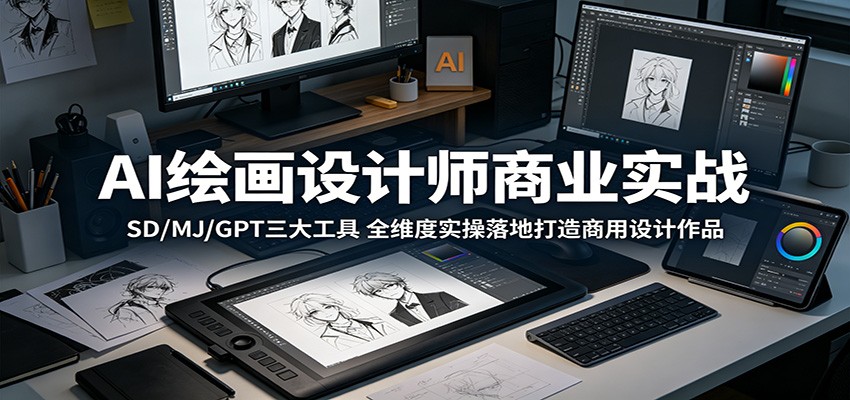 AI绘画设计师商业实战：SD/MJ/GPT三大工具，全维度实操落地打造商用设计作品-小创项目网