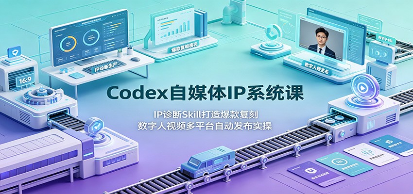 Codex自媒体IP系统课:IP诊断Skill打造爆款复刻,数字人视频多平台自动发布实操-小创项目网