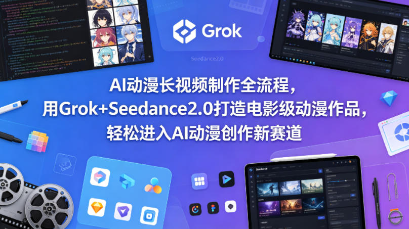 AI动漫长视频制作全流程，用Grok+Seedance2.0打造电影级动漫作品，轻松进入AI动漫创作新赛道-小创项目网