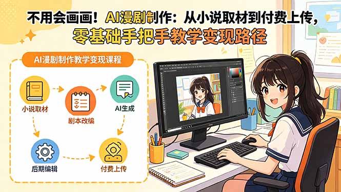 不用会画画！AI漫剧制作：从小说取材到付费上传，零基础手把手教学变现路径-小创项目网
