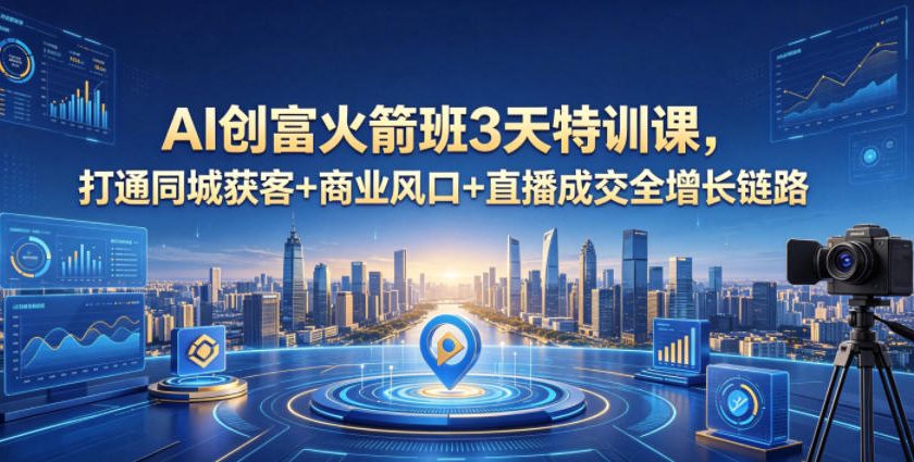 AI创富火箭班3天特训课，打通同城获客+商业风口+直播成交全增长链路，2026年4月新课-小创项目网