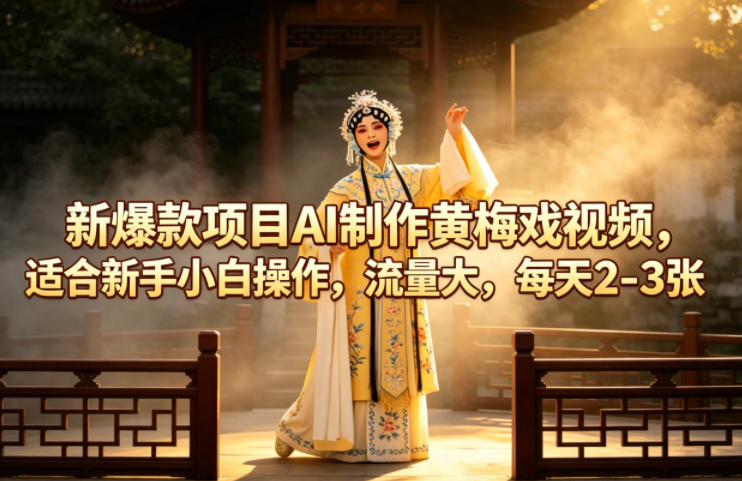 新爆款项目AI制作黄梅戏视频，适合新手小白操作，流量大，每天2-3张-小创项目网