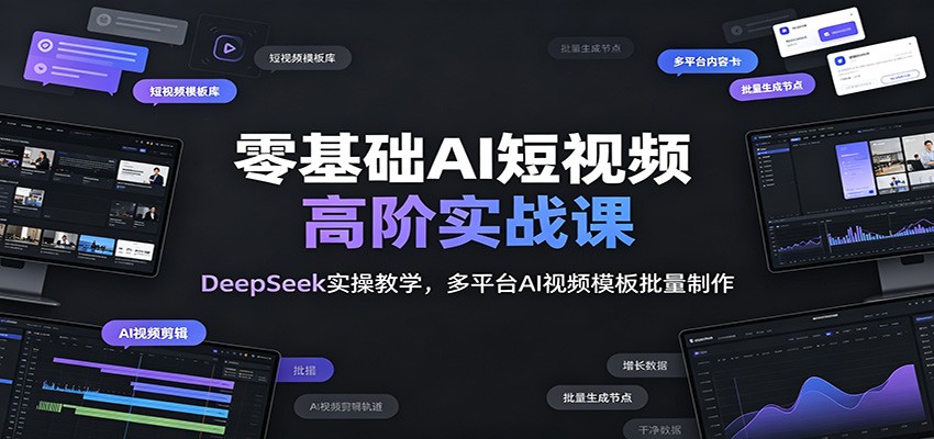 零基础AI短视频高阶实战课：DeepSeek实操教学，多平台AI视频模板批量制作-小创项目网