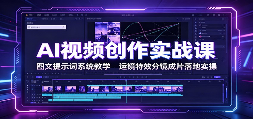 AI视频创作实战课:图文提示词系统教学,运镜特效分镜成片落地实操-小创项目网