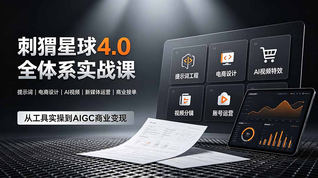 刺猬星球4.0全体系实战课，覆盖提示词工程、电商设计、AI视频特效与新媒体运营，一站式掌握AIGC商业核心技能-小创项目网
