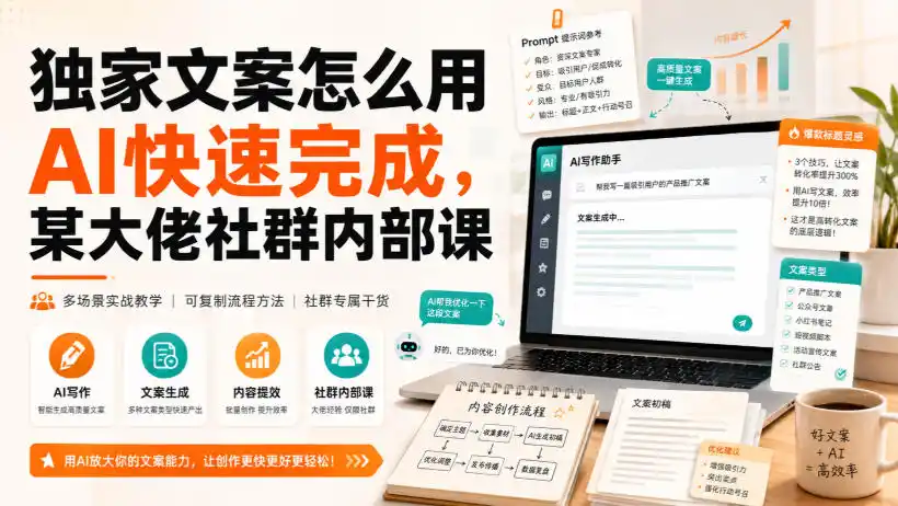 独家文案怎么用AI快速完成，某大佬社群内部课-小创项目网