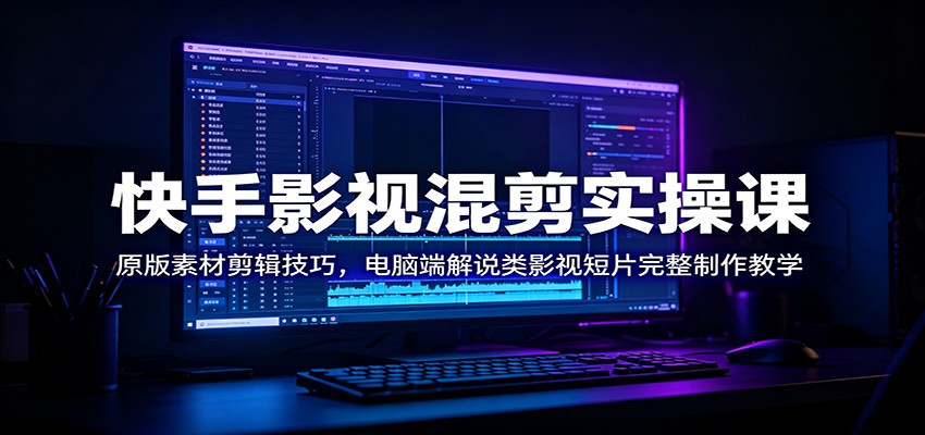 快手影视混剪实操课：原版素材剪辑技巧，电脑端解说类影视短片完整制作教学-小创项目网