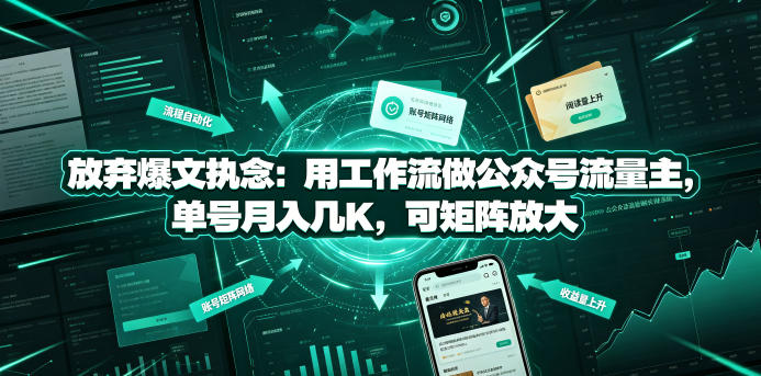 放弃爆文执念：用工作流做公众号流量主，单号月入几K，可矩阵放大-小创项目网