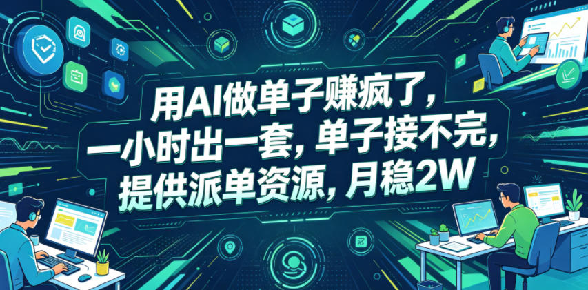 用AI做单子賺疯了，一小时出一套，单子接不完，提供派单资源，月稳2W【揭秘】-小创项目网