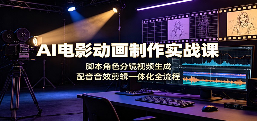 AI电影动画制作实战课:脚本角色分镜视频生成,配音音效剪辑一体化全流程-小创项目网