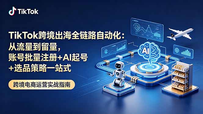 TikTok跨境出海全链路自动化：从流量到留量，账号批量注册+AI起号+选品策略一站式-小创项目网