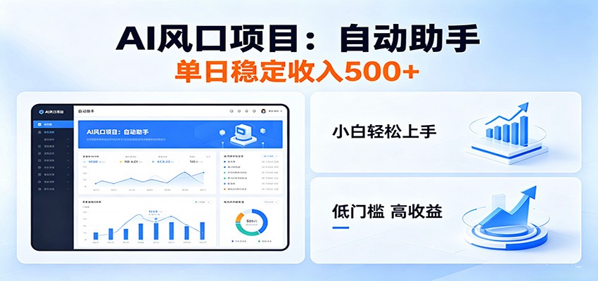 全新AI自动助手项目，低门槛入局，每日稳定收益500以上-小创项目网