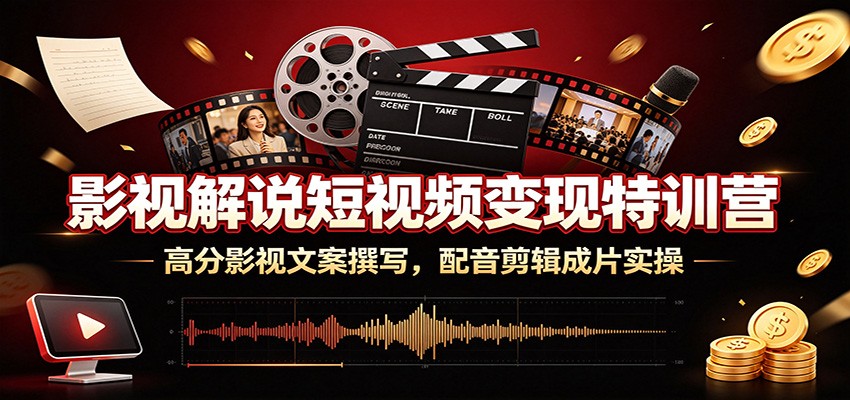 影视解说短视频变现特训营：高分影视文案撰写，配音剪辑成片实操-小创项目网