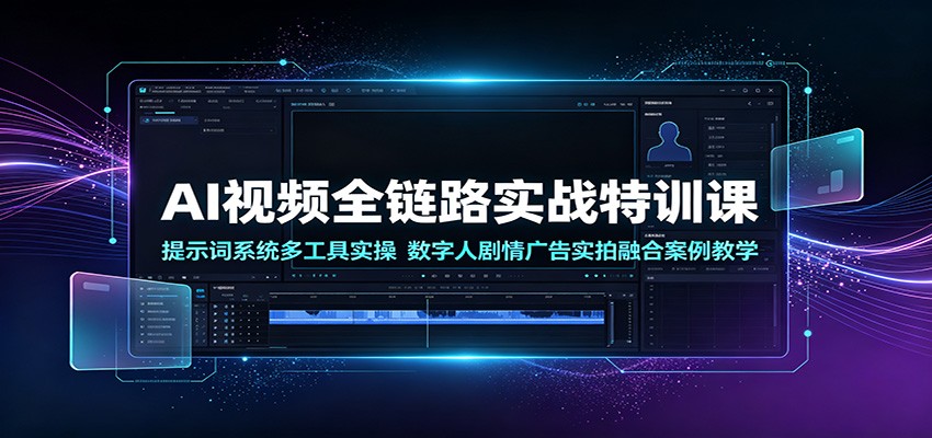 AI视频全链路实战特训课:提示词系统多工具实操,数字人剧情广告实拍融合案例教学-小创项目网