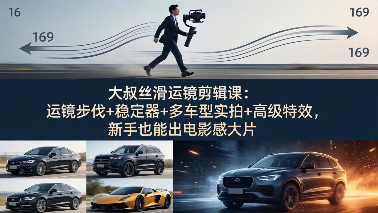 大叔丝滑运镜剪辑课：运镜步伐+稳定器+多车型实拍+高级特效，新手也能出电影感大片-小创项目网