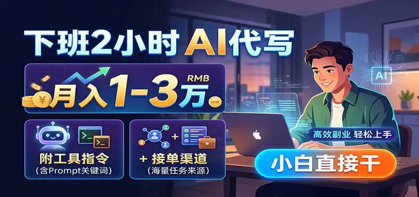 下班2小时AI代写,月入1-3万,附工具指令+接单渠道,小白直接干-小创项目网