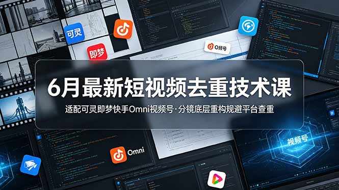 6月最新短视频去重技术课，适配可灵即梦快手Omni视频号，分镜底层重构规避平台查重-小创项目网
