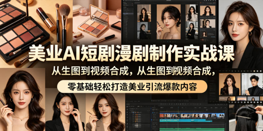美业AI短剧漫剧制作实战课，从生图到视频合成，零基础轻松打造美业引流爆款内容-小创项目网