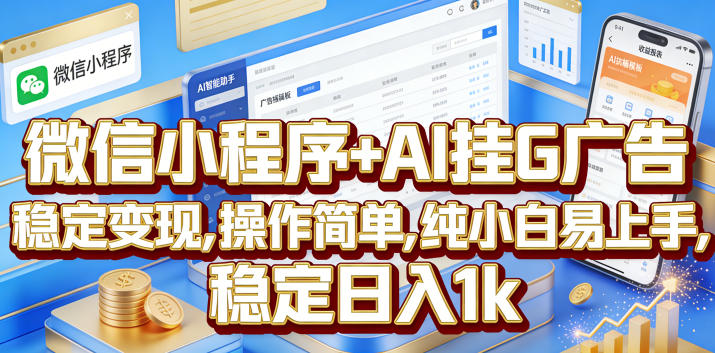 微信小程序+AI挂G广告，稳定变现，操作简单，纯小白易上手，稳定日入1k【揭秘】-小创项目网
