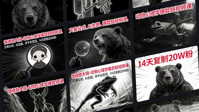 情绪放大镜-动物心理学爆款短视频课，文案公式、AI生图、多平台变现，14天复制20W粉-小创项目网