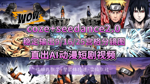 [COZE搭建教学]COZE+即梦Seedance 2.0稳定输出9-16-25宫格分镜图直出AI漫剧视频-小创项目网